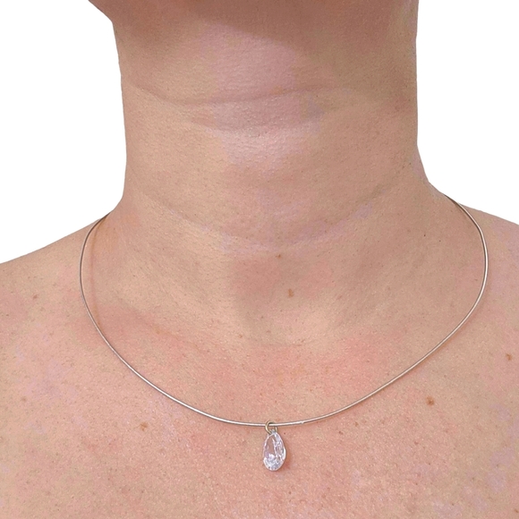 Vintage 925 Sterling Silver Italy Wire Necklace with Pendant - Picture 4 of 7